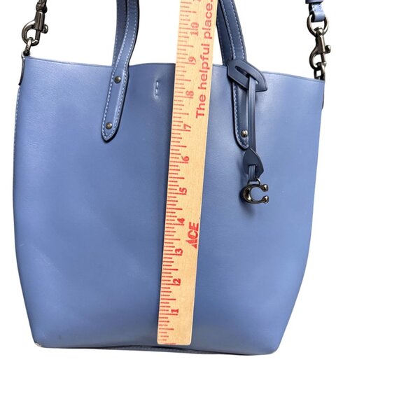Coach Central Shopper Tote Blue Leather Bag Detachable Strap & Charm 78217 - Picture 2 of 10